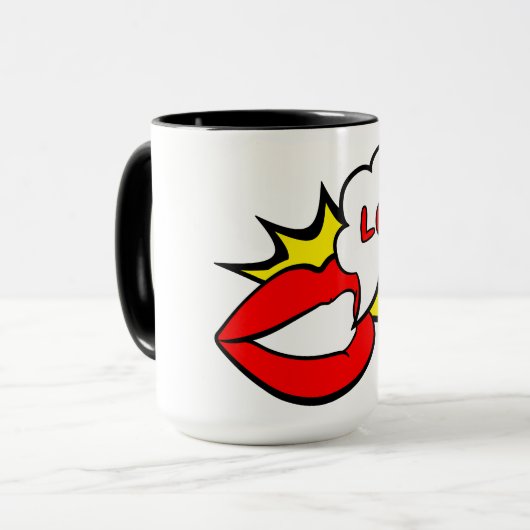 Sticker - Mund Sprechblase + DEIN TEXT & IDEE 1 Tasse (Vorderseite Links)