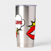 Sticker - Mund Sprechblase + DEIN TEXT & IDEE 1 Thermobecher (Links)