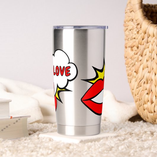 Sticker - Mund Sprechblase + DEIN TEXT & IDEE 1 Thermobecher (Wohnzimmer)