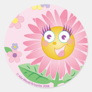 STICKER Niedlich Pink Anthropomorphe Blume