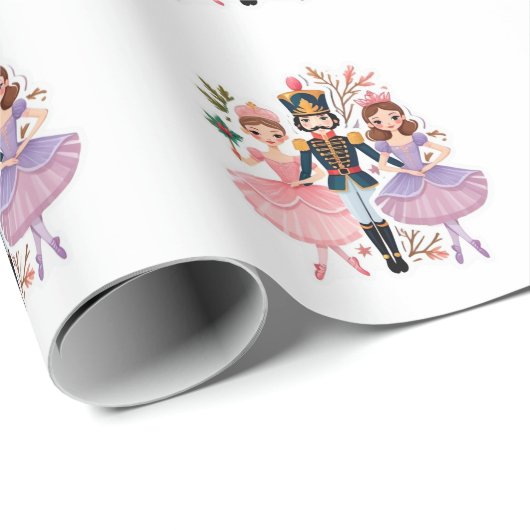 Sticker-Nutcracker Ballet-Whimsical Christmas Geschenkpapier (Rolleneckpunkt)