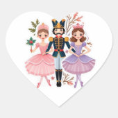 Sticker-Nutcracker Ballet-Whimsical Christmas Herz-Aufkleber (Vorderseite)