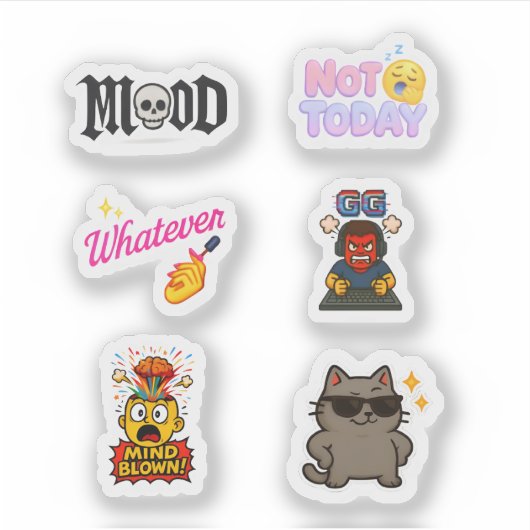Sticker pack - 5 cool text emoji stickers (Vorderseite)