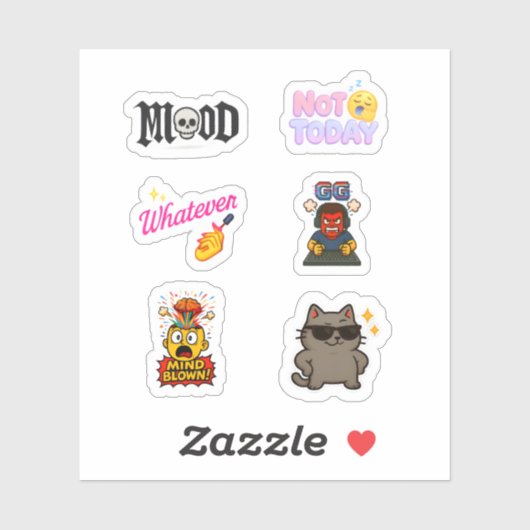 Sticker-Pack - 5 coole Text-Emoji-Aufkleber Aufkleber (Blatt)