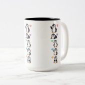 Sticker Pack Tasse Kawaii Pinguin mit farbenfrohen (VorderseiteRechts)