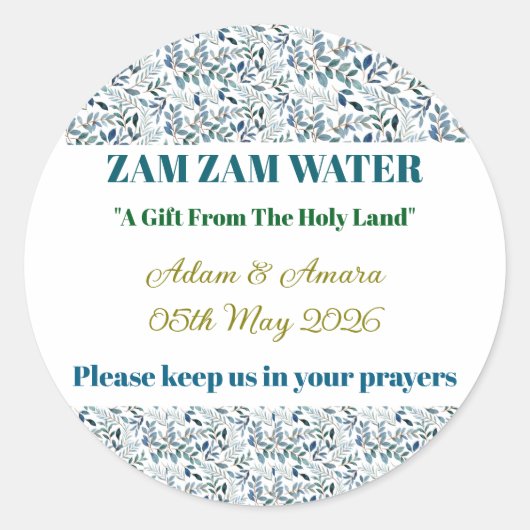 Sticker-Personalized Nikkah Zam Zam Water Stickers (Vorderseite)