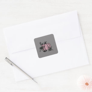 Sticker, Pink und Black Leopard Pumpkin Quadratischer Aufkleber