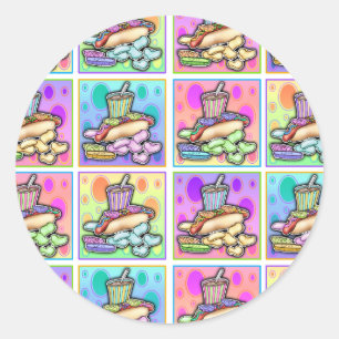 Sticker - Pop Art Hot Dog mit Chips und einem Getr