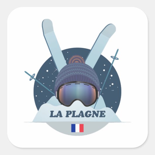 Sticker Quadrat Die große Skistation (Vorderseite)