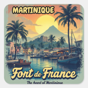 Sticker Quadrat Martinique Fort-de-France Vintage
