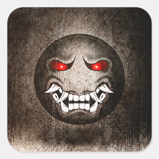 Sticker Quadrat Samuraimoji Vintage (Vorderseite)