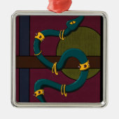 Sticker Quadrat Snake Ornament Aus Metall (Vorne)
