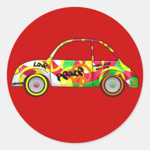 Sticker Retro Liebe Frieden Retro 60er 70er Auto