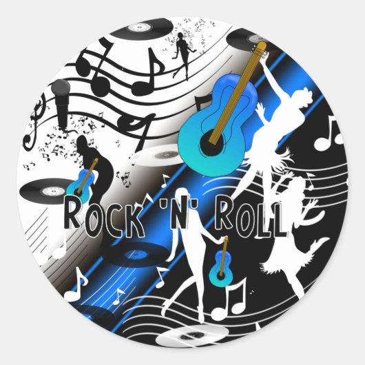 Sticker Retro Rock 'N' Roll Music Rocks Me (Vorderseite)