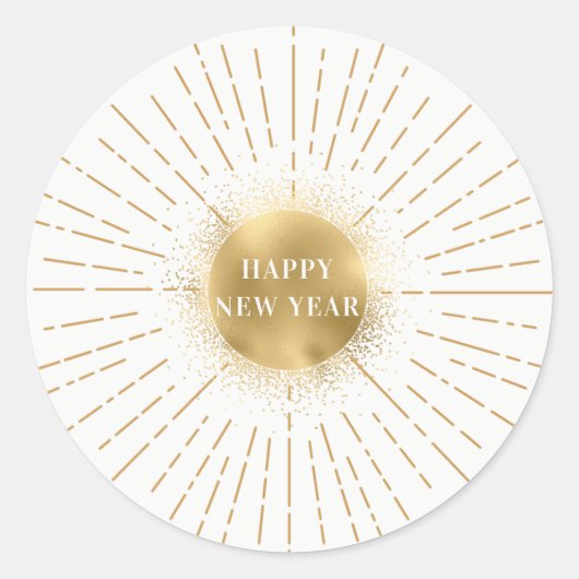 Sticker Rond Happy New Year Moderne Solar Or (Vorderseite)