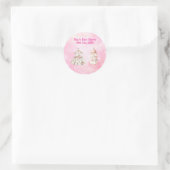 Sticker-Rosa Chinoiserie Baby-Shower-Sticker Runder Aufkleber (Tasche)