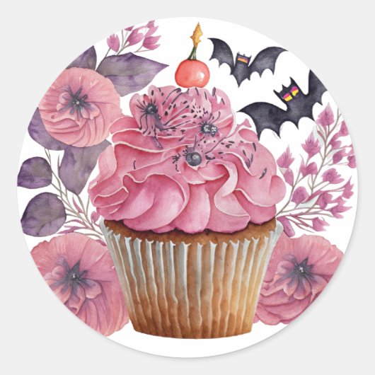 Sticker Rose mit Blume und Fledermaus (Vorderseite)