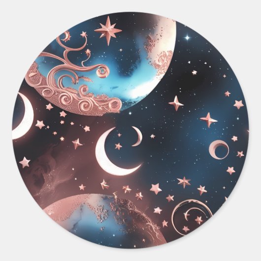 Sticker - Roségoldenes Mond-Design mit himmlischen (Vorderseite)