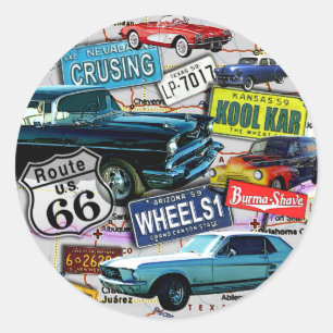 Sticker - Route 66_klassische Autos