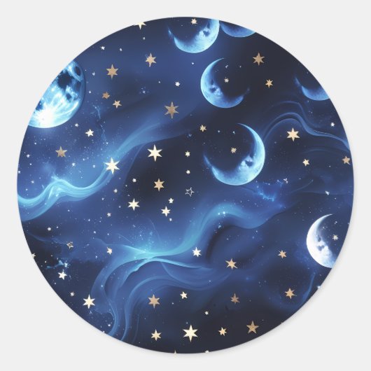 Sticker - Saphirblaues Mond-Design (Vorderseite)