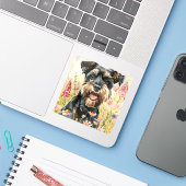 Sticker – Schnauzer Die-Cut Watercolor Sticker (Laptop mit iPhone)