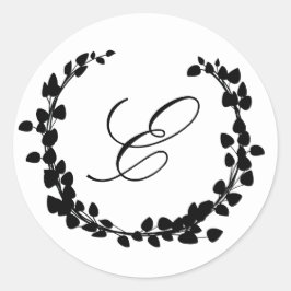 Sticker-Siegel für das Elegant-Wreath-Monogramm Runder Aufkleber