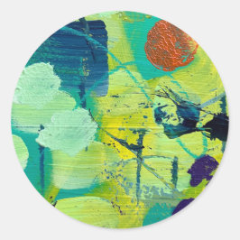 Sticker/Siegel im Open Meadow/Fenceposts-Design Runder Aufkleber