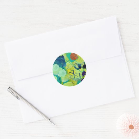 Sticker/Siegel im Open Meadow/Fenceposts-Design Runder Aufkleber (Umschlag)