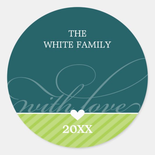 STICKER-SIEGEL - MIT LIEBE: hübscher Typ 4: Runder Aufkleber (Vorderseite)