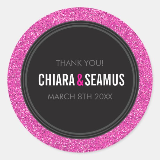 STICKER SIEGEL Modernes, schlicht rosa Glitzer sch (Vorderseite)