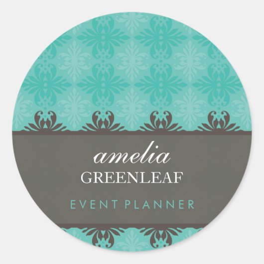 STICKER-SIEGEL: stilvoll gemustert 5 Runder Aufkleber (Vorderseite)