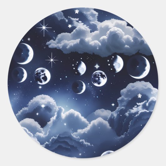 Sticker - Silver Celestial Moon Lunar Design (Vorderseite)