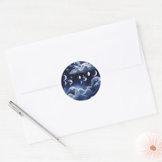 Sticker - Silver Celestial Moon Lunar Design  (Umschlag)