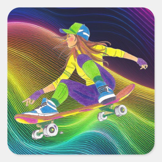 Sticker Skateboard Girl (Vorderseite)