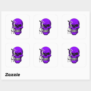 Sticker Skull Head, Skeletton Halloween Einladung