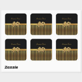 Sticker Square Gold Black Strip Gold Bow (Blatt)