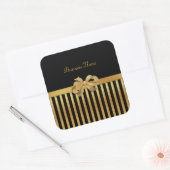 Sticker Square Gold Black Strip Gold Bow (Umschlag)