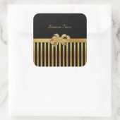 Sticker Square Gold Black Strip Gold Bow (Tasche)