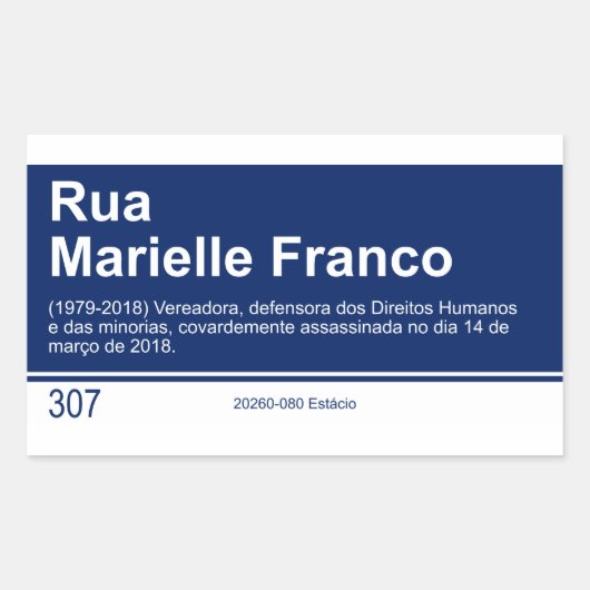 Sticker Street sign Marielle Franco (Vorderseite)