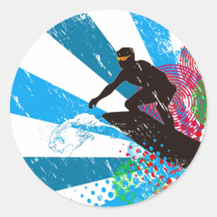 Sticker Surfer Paradise im Distressed-Look