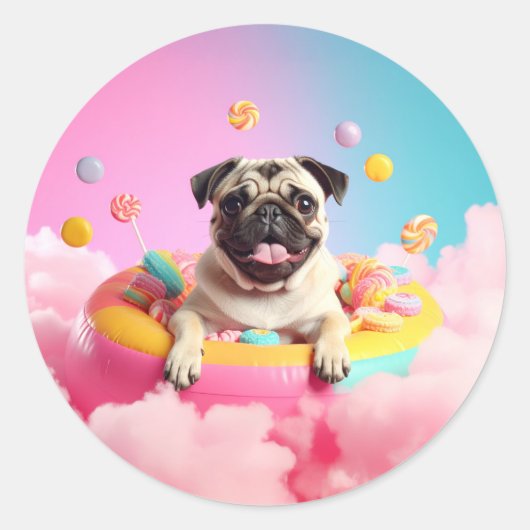 Sticker süßer Mops (Vorderseite)