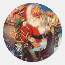Sticker Vintage Weihnachts-Weihnachtsmann-Rentier