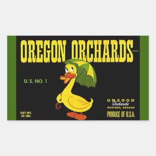 Sticker Vintage-Werbung Oregon Obstgärten Ente