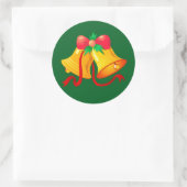 Sticker-Weihnachtsglocken mit Red Bow Runder Aufkleber (Tasche)