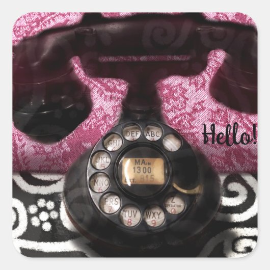 Sticker - Whimsical Vintag Telefon Hallo Art (Vorderseite)