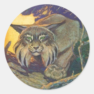 Sticker Wildlife Bobcat Cat Hunt Twilight Sundown