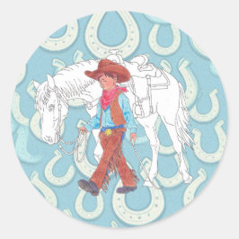 Sticker Young Cowboy and Pferd
