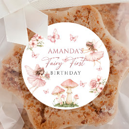 Sticker zum ersten Geburtstag der rosa Fee