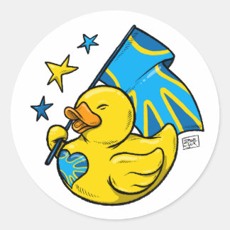 Stickerbogen Duck with Deafflag Runder Aufkleber