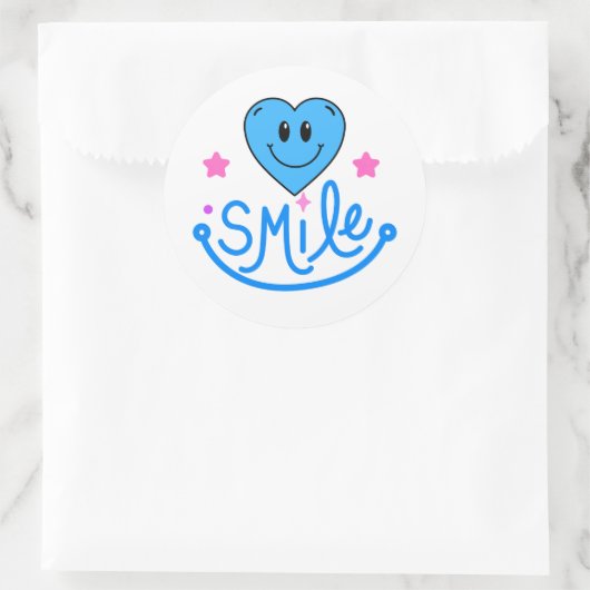 Stickerchen Lächeln Runder Aufkleber (Tasche)